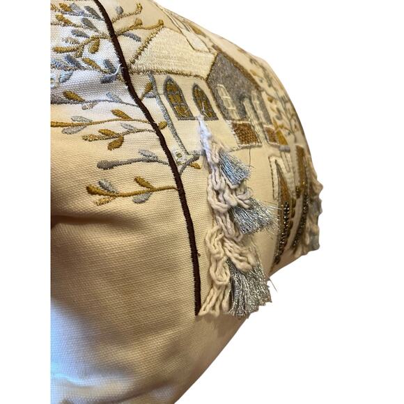 Pier One 1 Imports Pine Fir Trees Christmas Embriodered Pillow 15”x21” - Picture 4 of 6